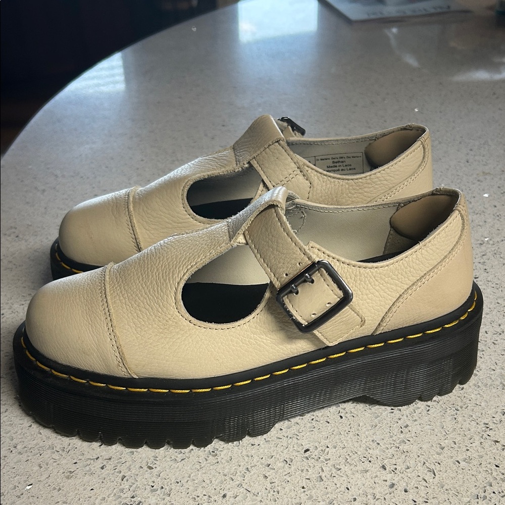 Dr. Martens Cream Buckle Flats